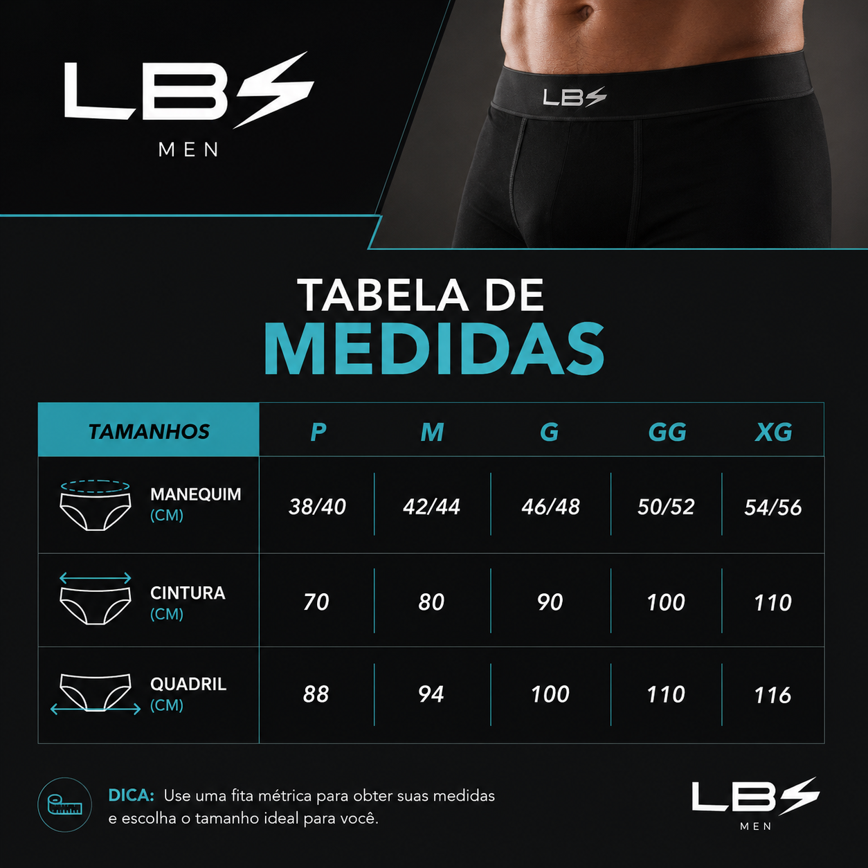 Kit 3 Cuecas Boxer LBS Men - Imagem 5