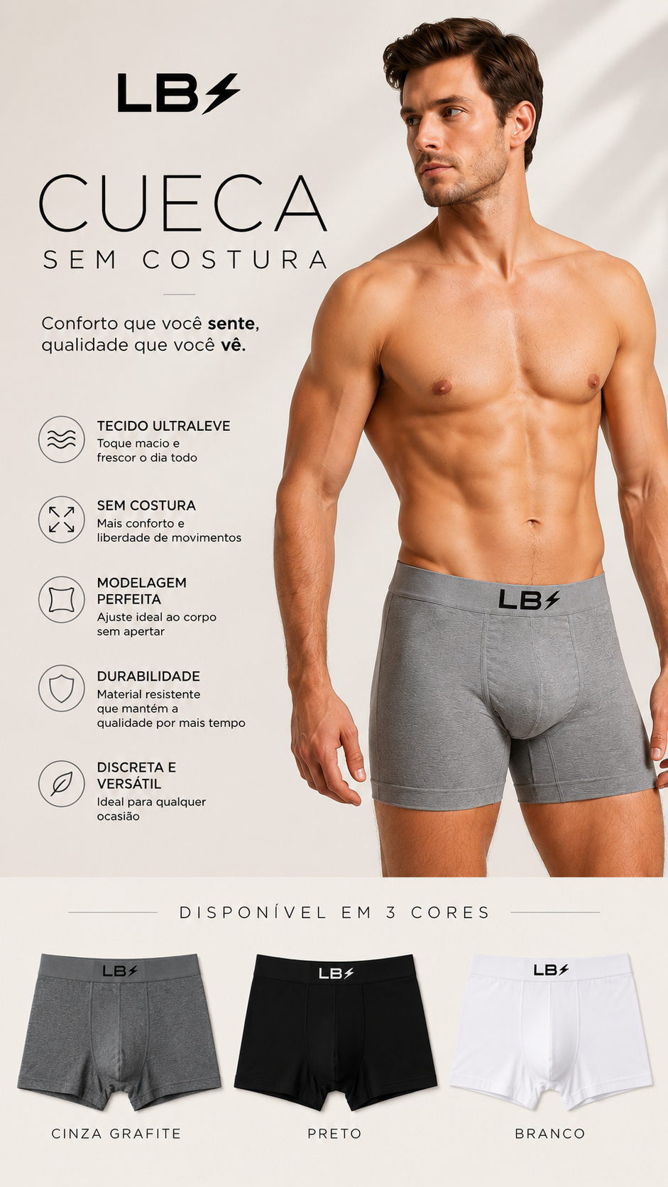 Kit 3 Cuecas Boxer LBS Men - Imagem 9