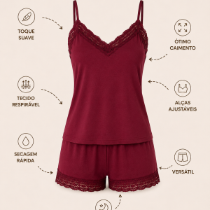 Shortdoll Liganete Renda Short e Blusa - Imagem 3