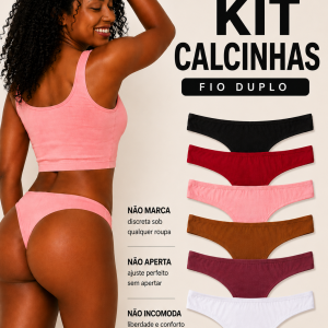 Kit Calcinhas Fio Duplo Cores Variadas